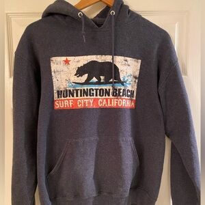 Hip “Surf City” Hoodie with surfer bear California state flag